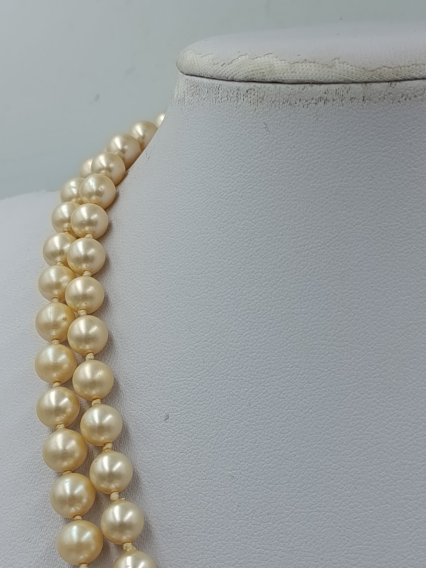 Vintage Doppelreihige Perlenkette Elegant Creme