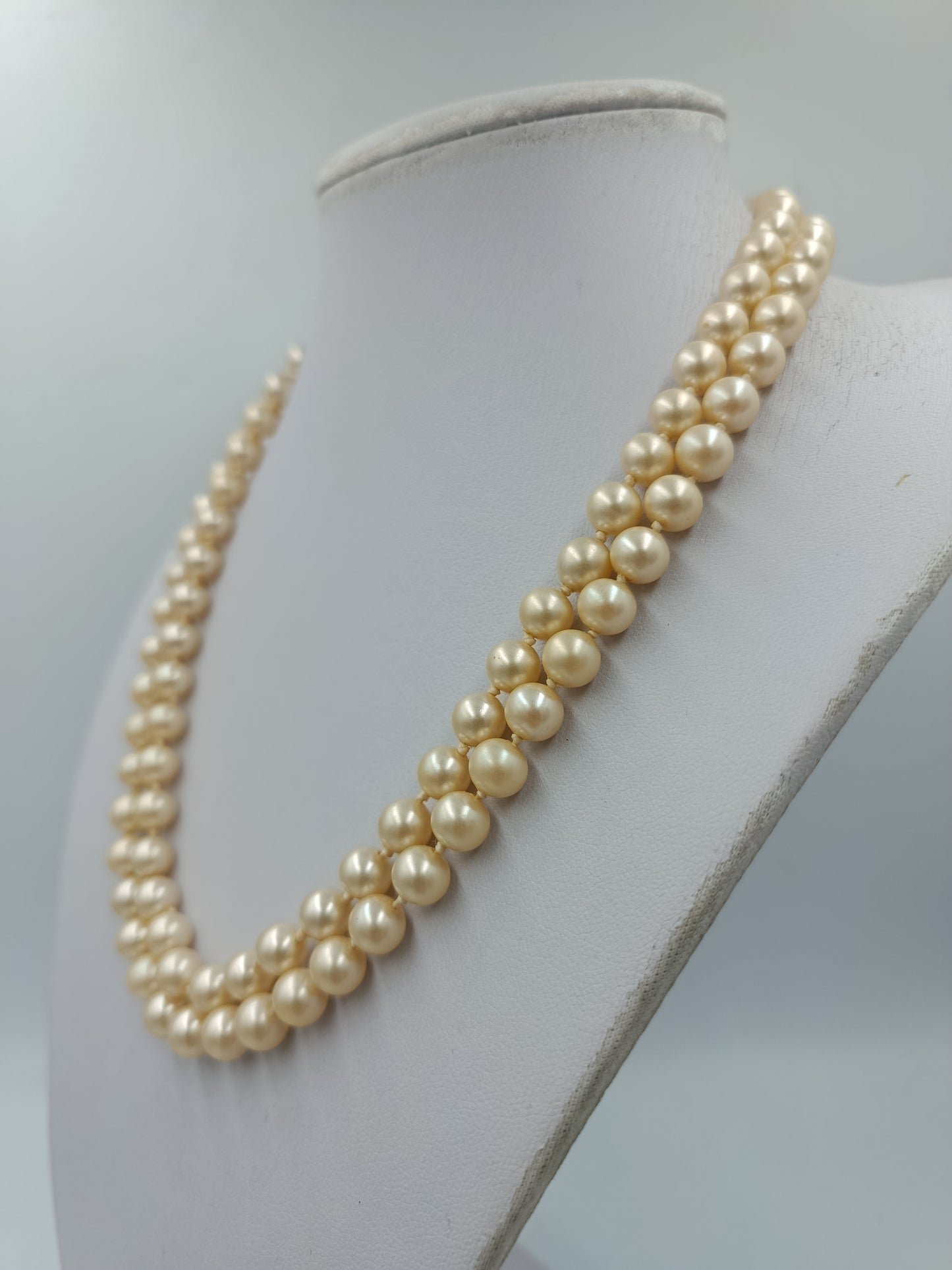 Vintage Doppelreihige Perlenkette Elegant Creme