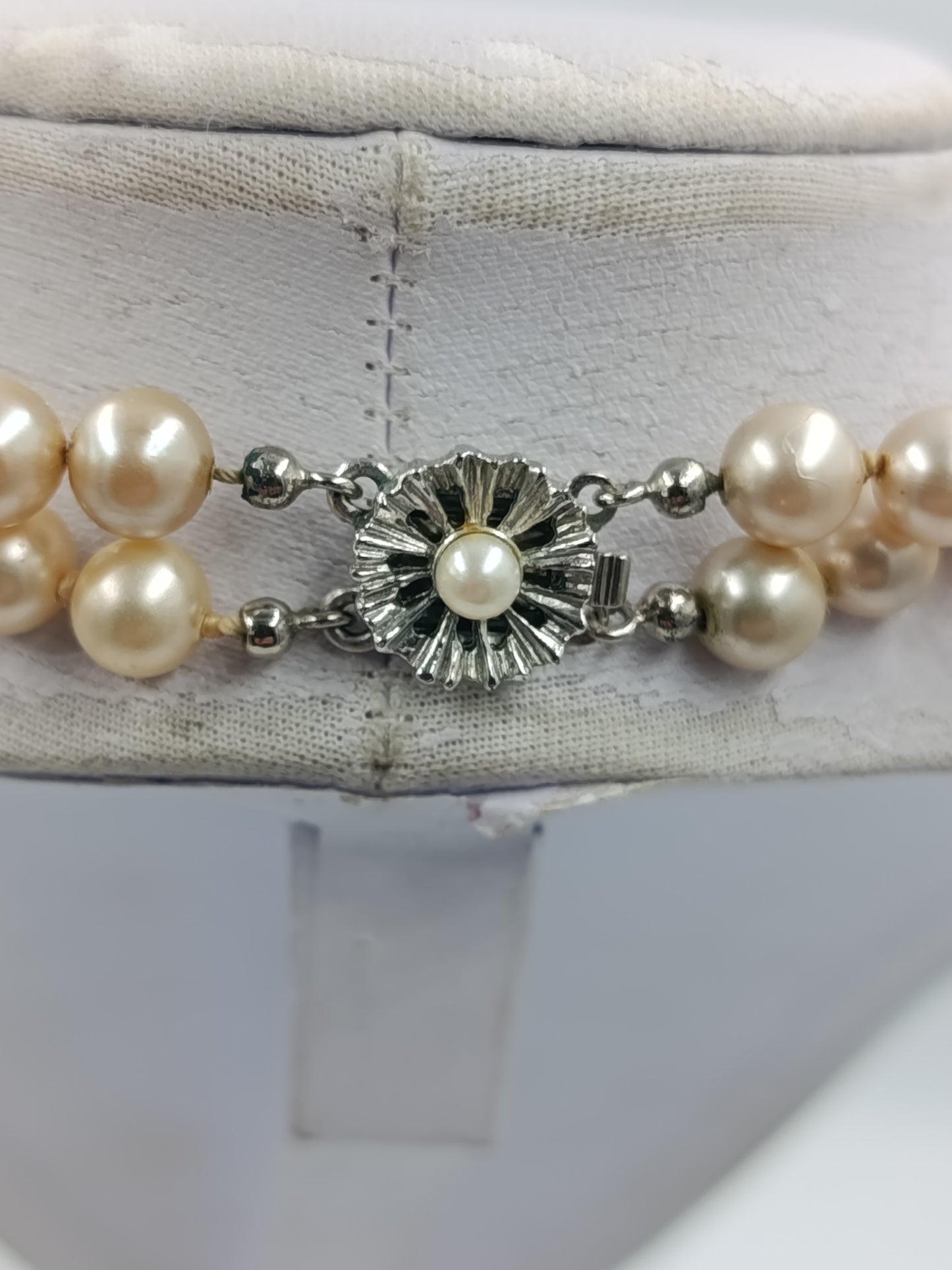 Vintage Doppelreihige Perlenkette Elegant Creme