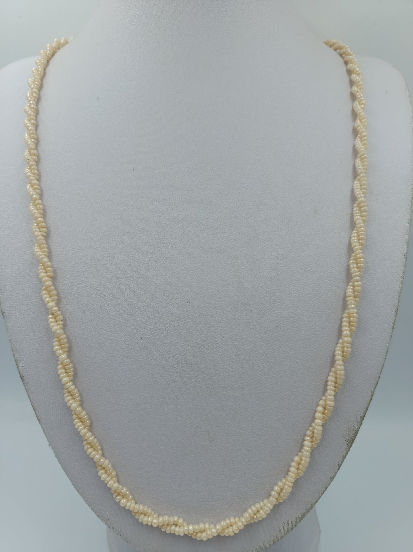 Vintage Perlenkette Gedrehte Zierperlen Creme Elegant