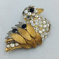 Vintage Vogel Brosche Strass Goldfarben Elegant