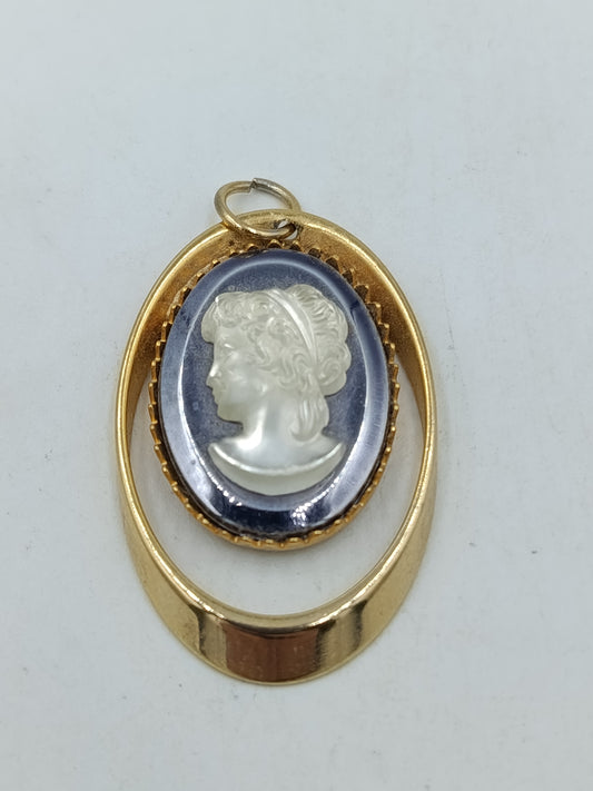 Vintage Kamee Anhänger Goldfarben Damen Portrait