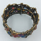 Vintage Armreif Strass Kristalle Bunt Elastisch