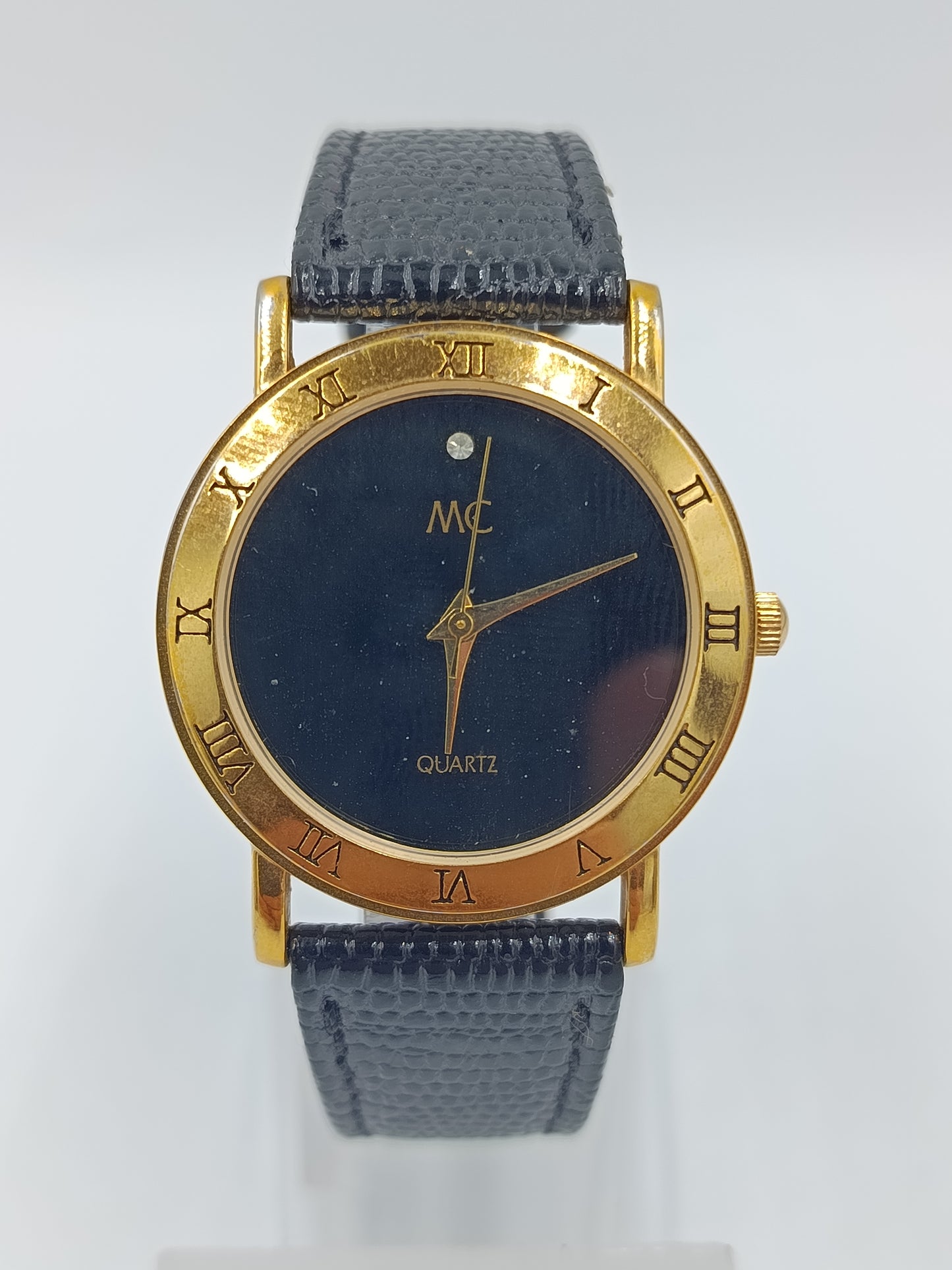 Vintage MC Quartz Armbanduhr Schwarz Gold