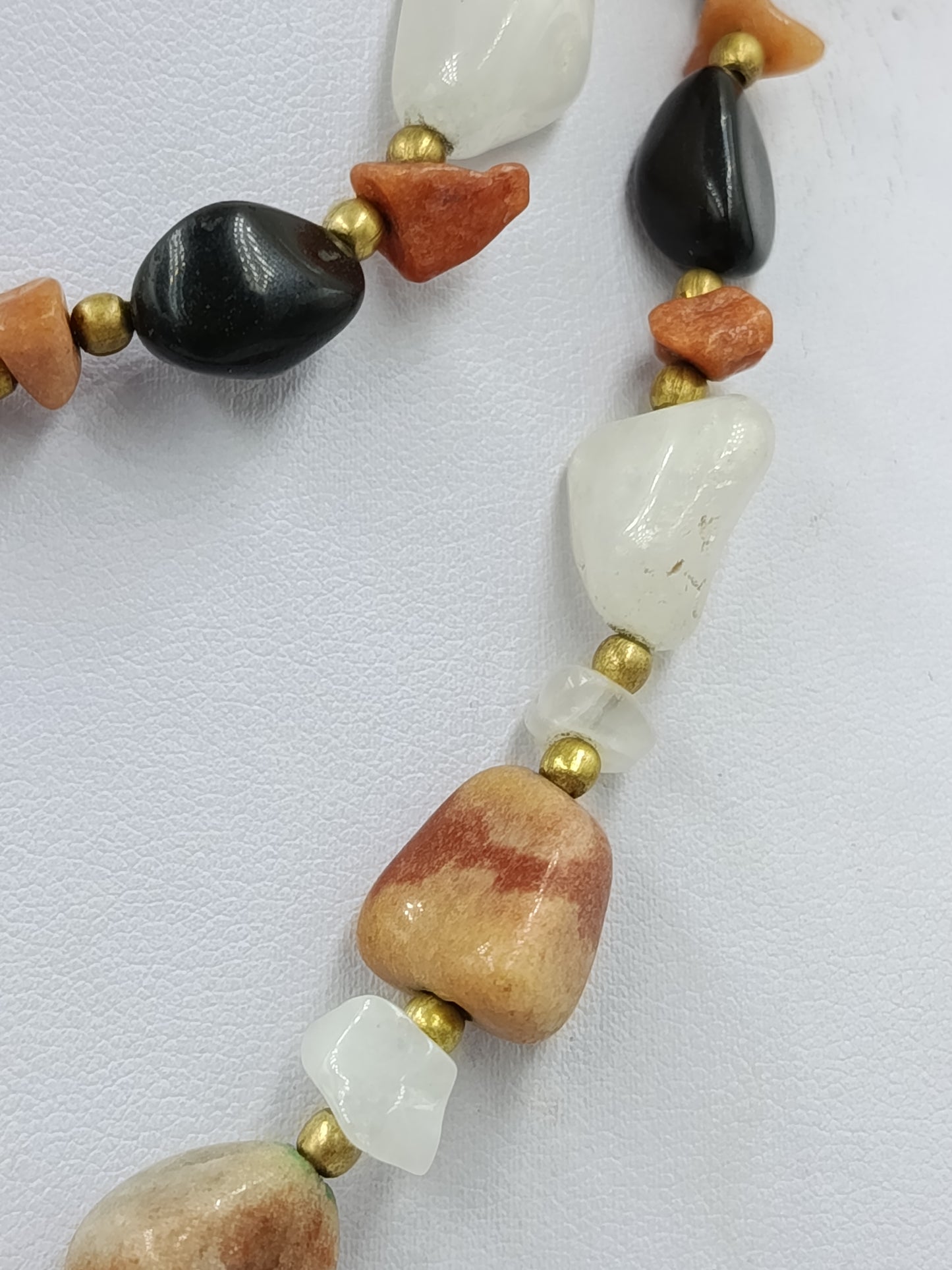Bunte Edelstein Kette Lange Splitterkette Vintage