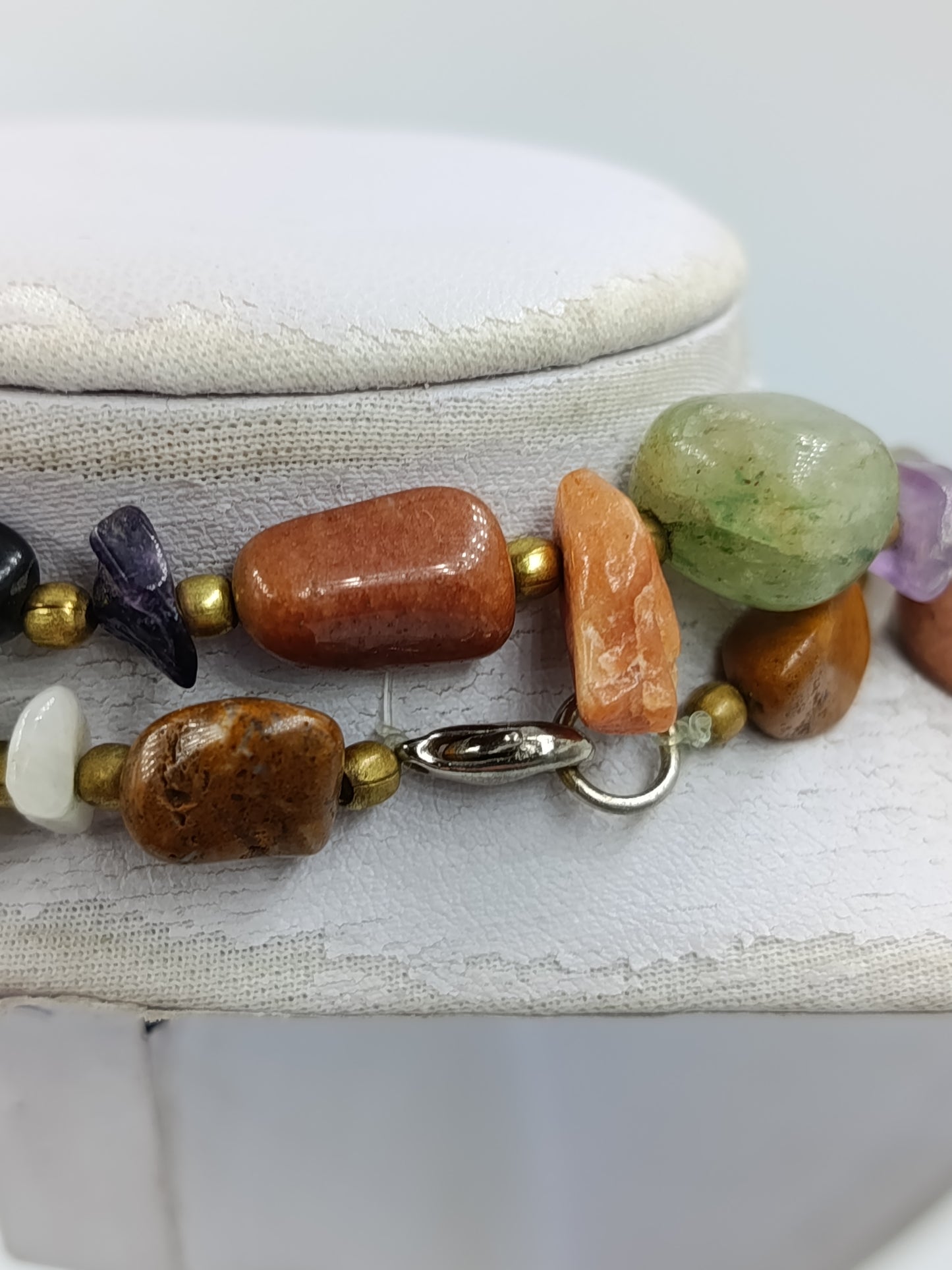 Bunte Edelstein Kette Lange Splitterkette Vintage