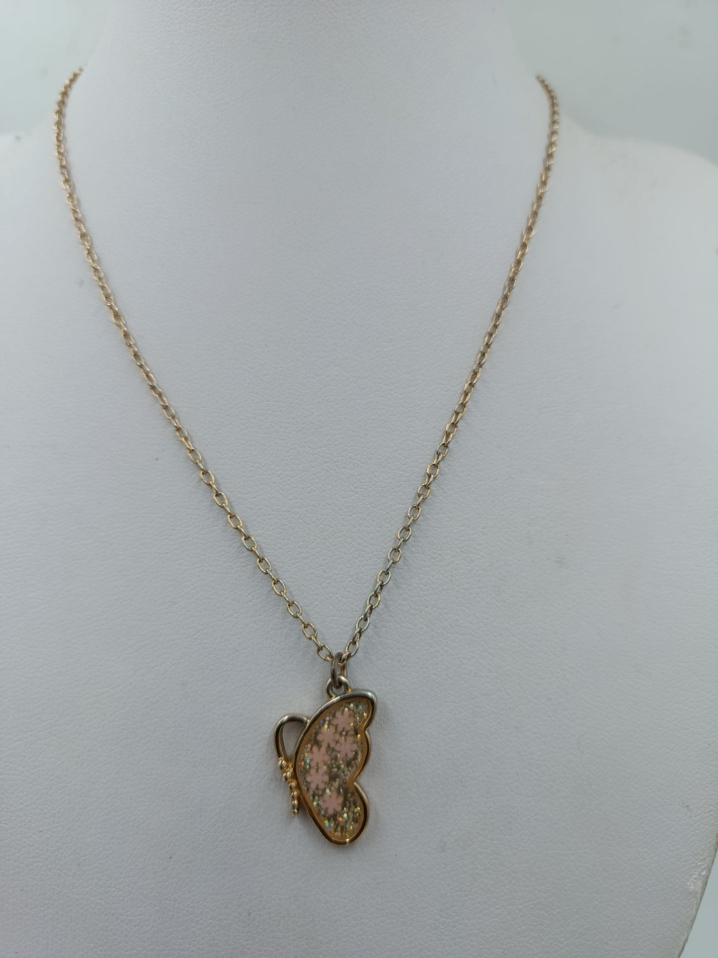 BFF Schmetterling Kette Goldfarben Glitter
