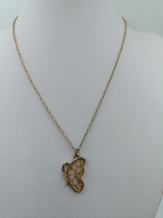 BFF Schmetterling Kette Goldfarben Glitter