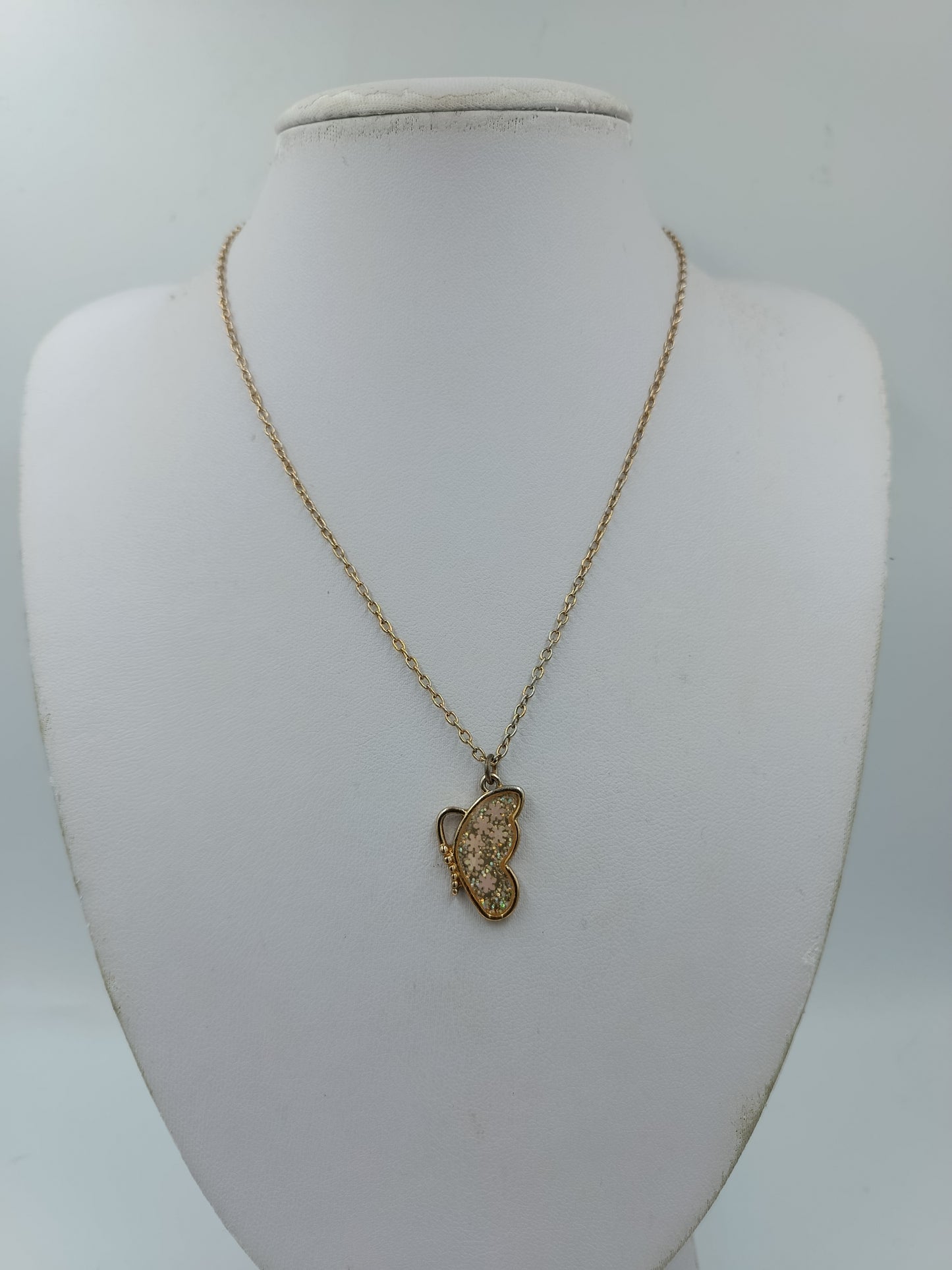 BFF Schmetterling Kette Goldfarben Glitter