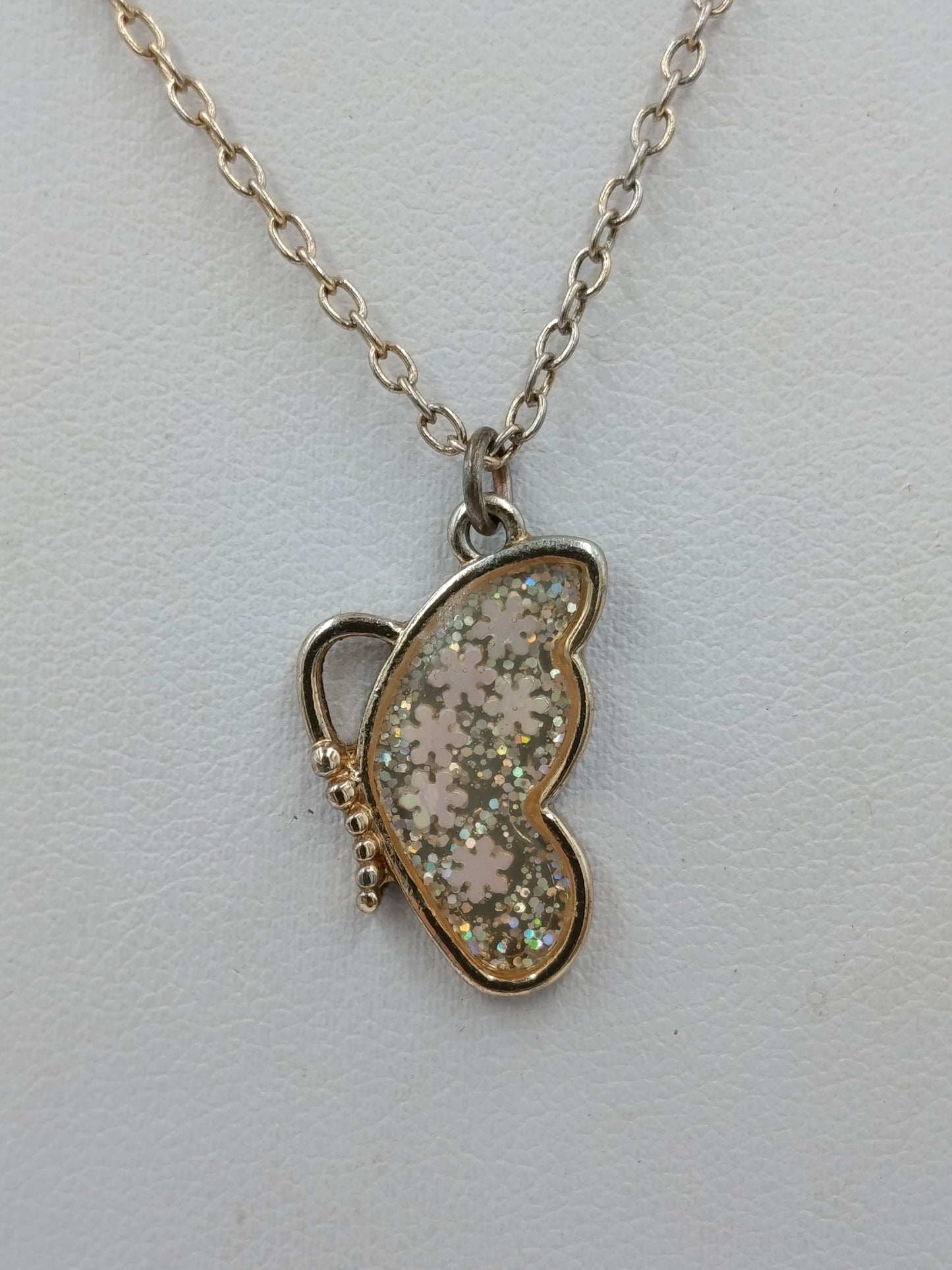 BFF Schmetterling Kette Goldfarben Glitter