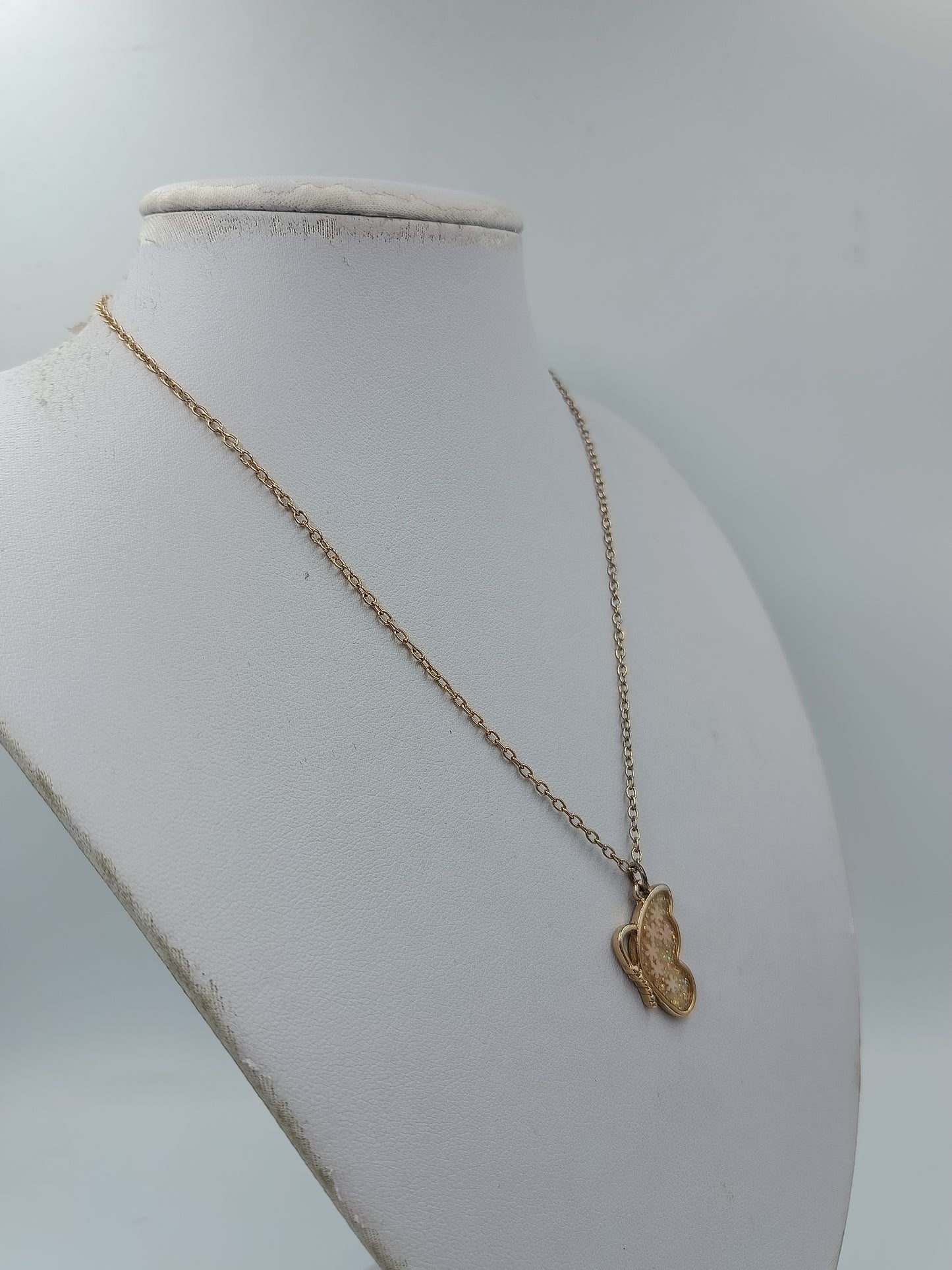 BFF Schmetterling Kette Goldfarben Glitter