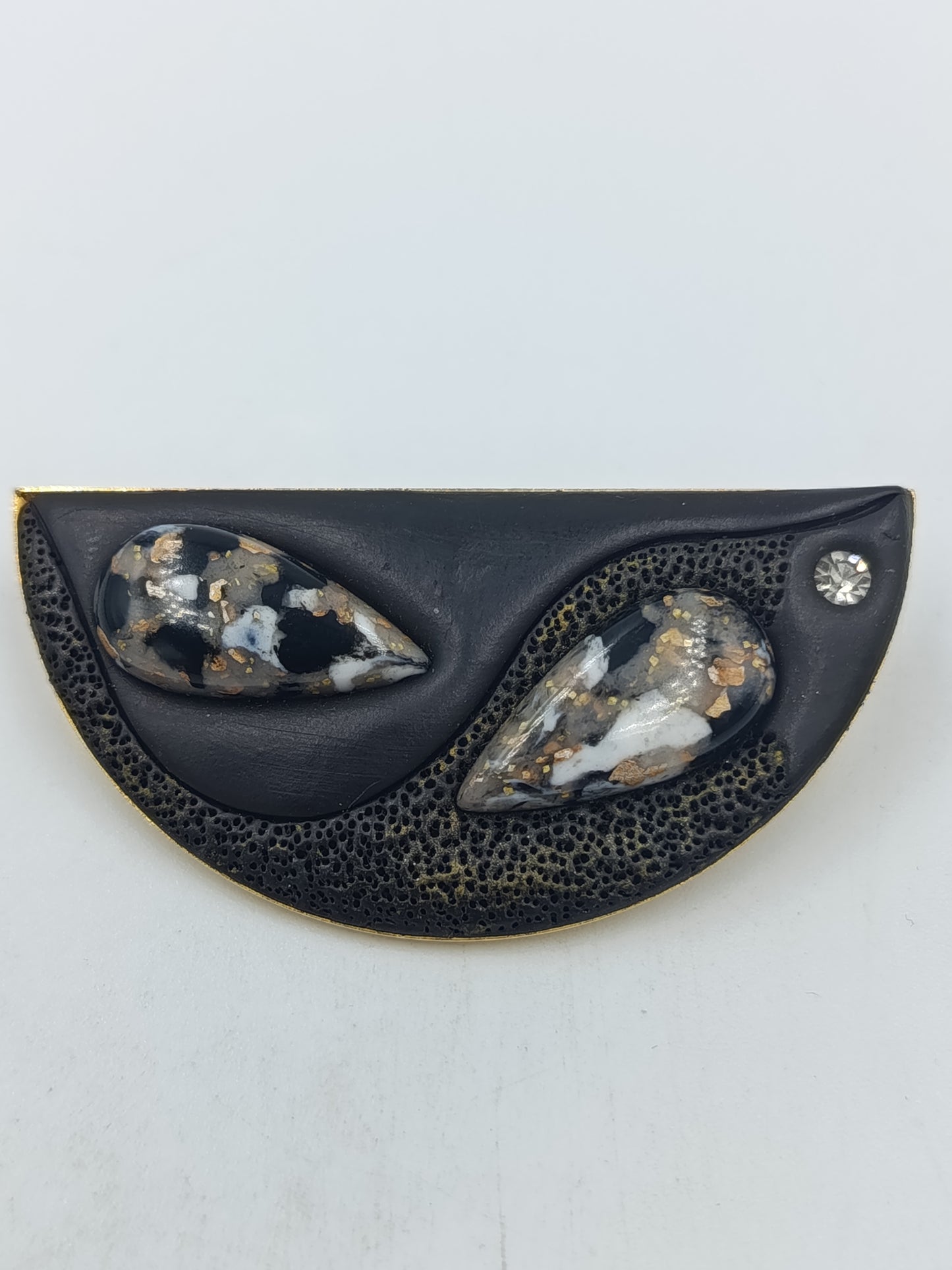 Elegante Emaille Ohrhänger Schwarz Gold Vintage