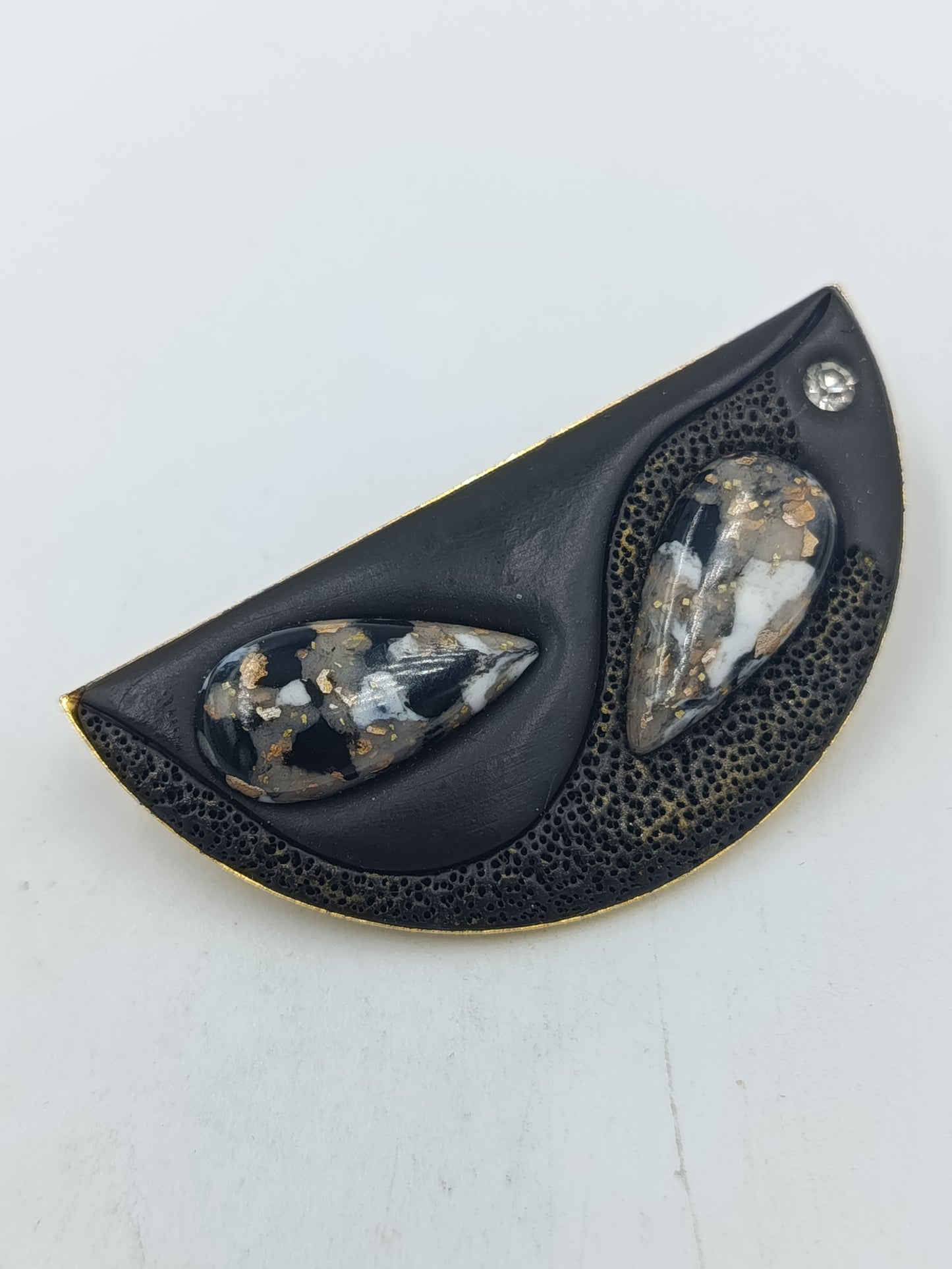 Elegante Emaille Ohrhänger Schwarz Gold Vintage