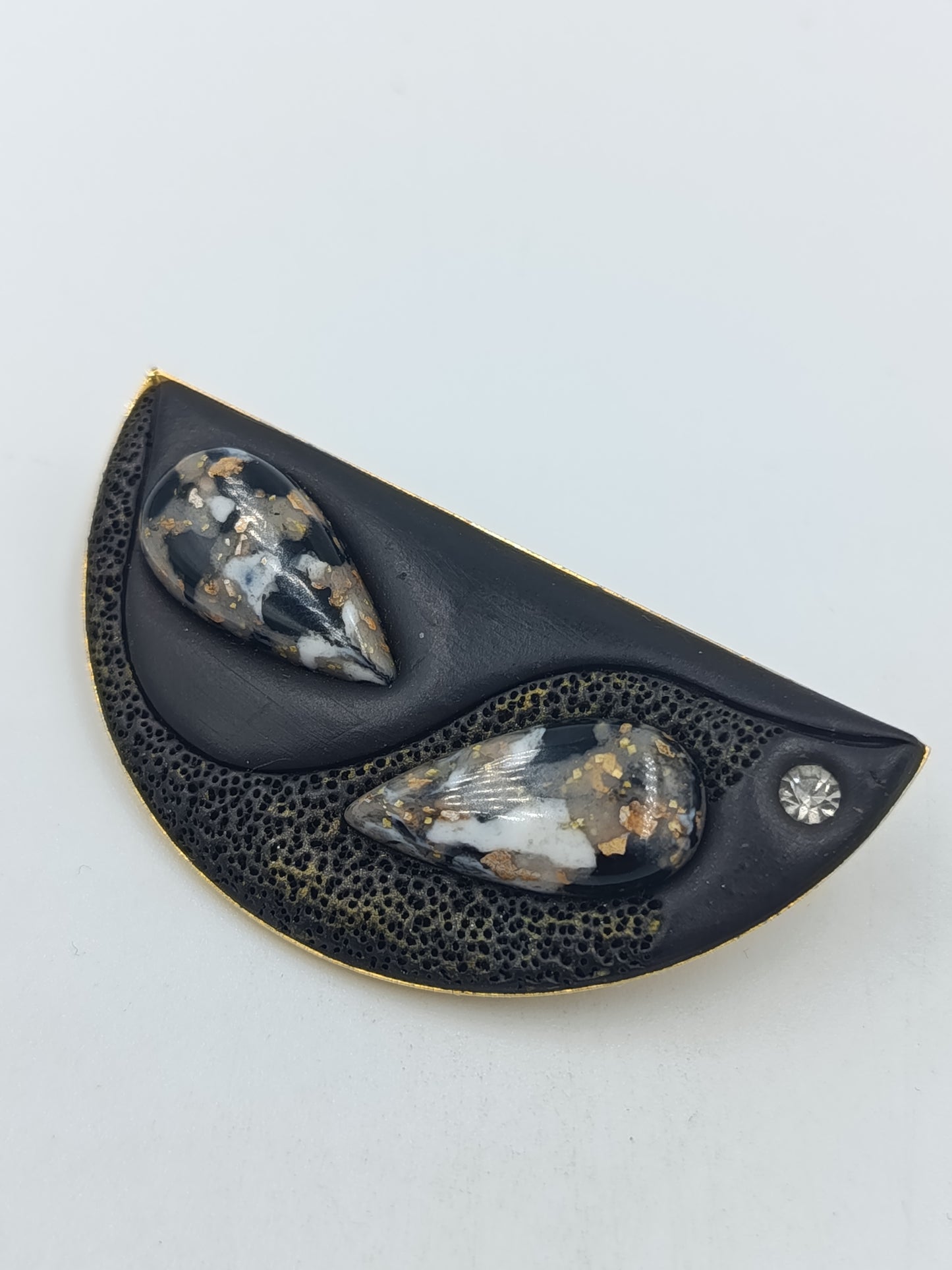 Elegante Emaille Ohrhänger Schwarz Gold Vintage