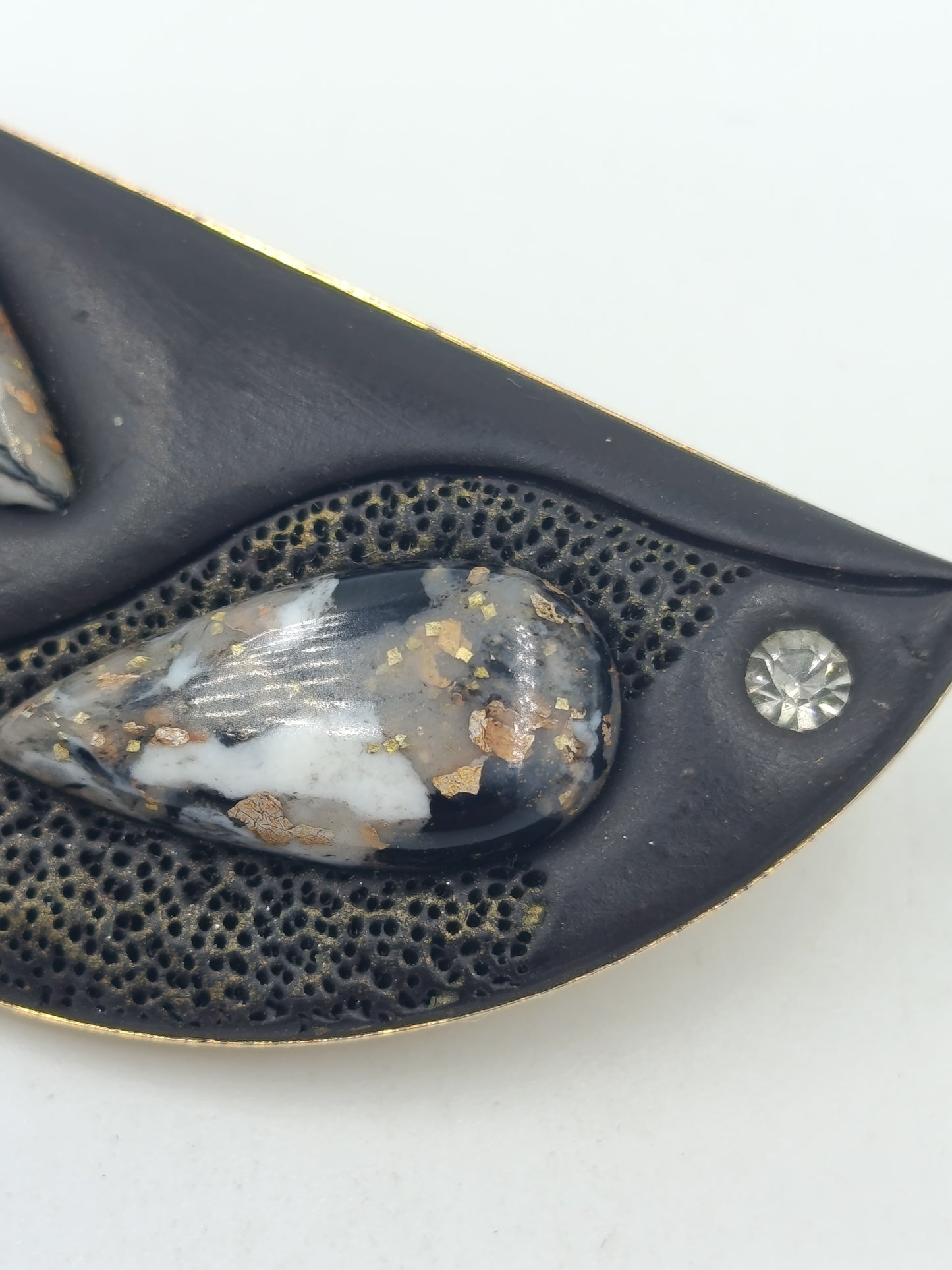 Elegante Emaille Ohrhänger Schwarz Gold Vintage