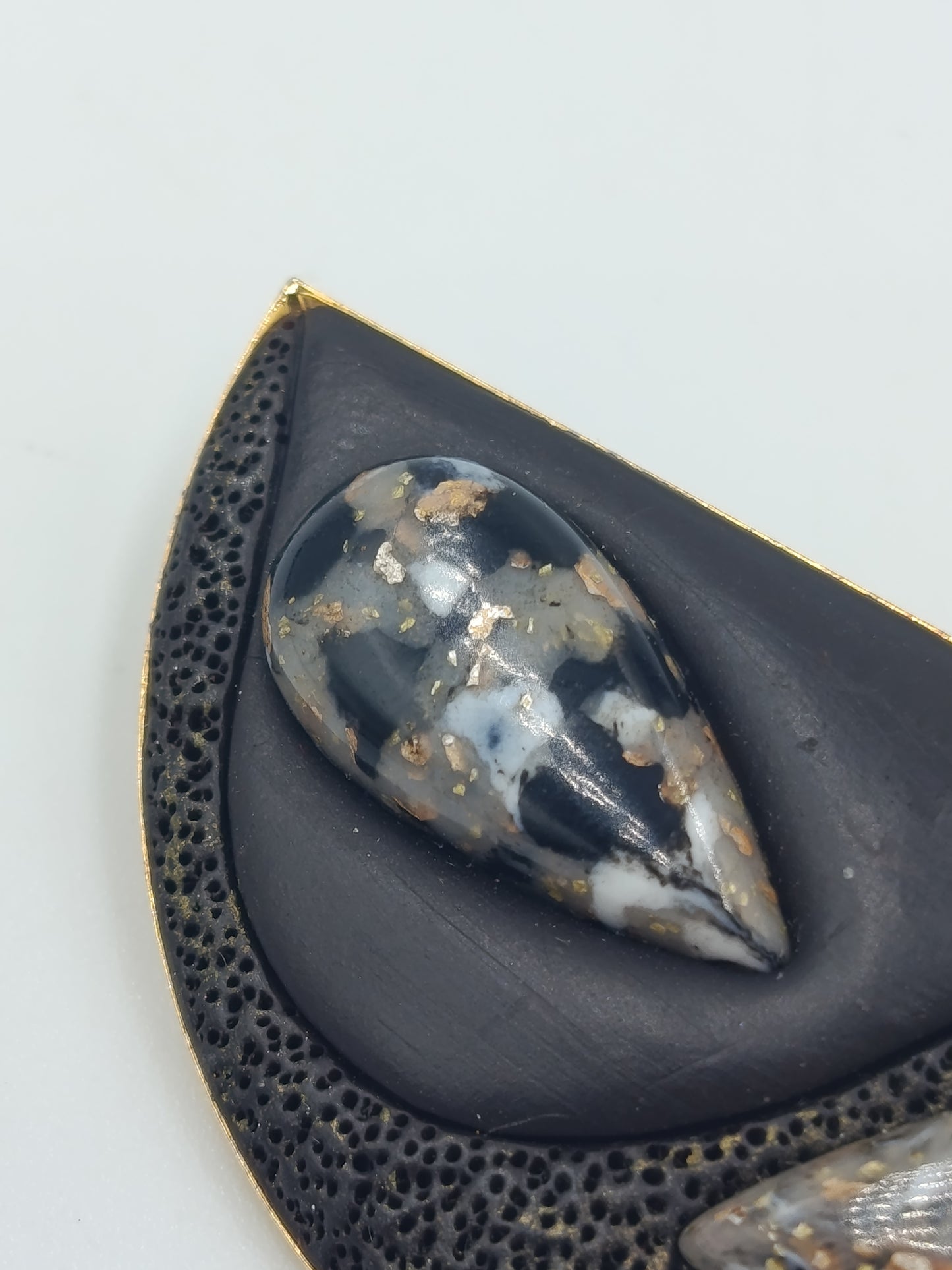 Elegante Emaille Ohrhänger Schwarz Gold Vintage