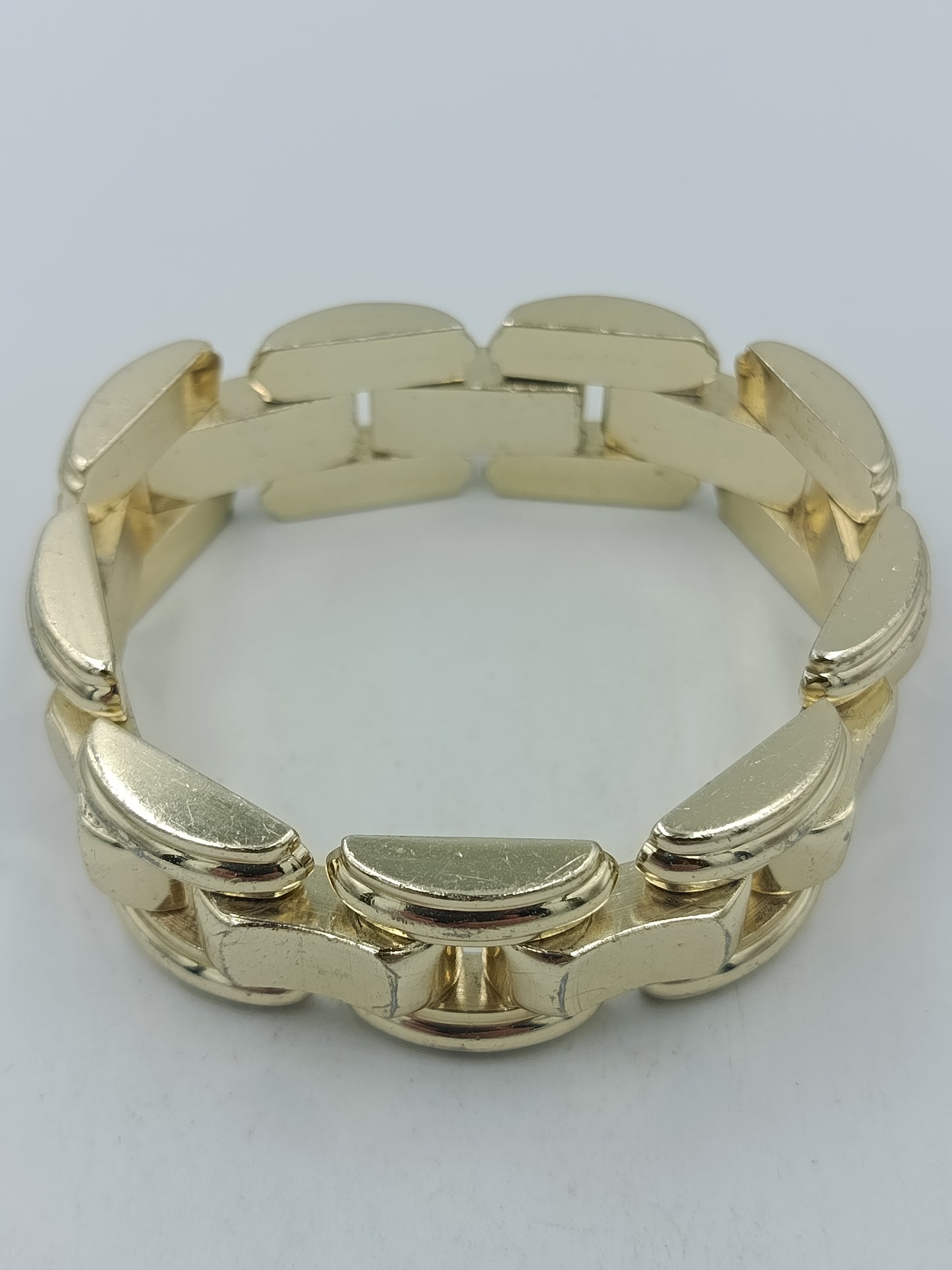 Massives Vintage Gliederarmband Goldfarben Breit