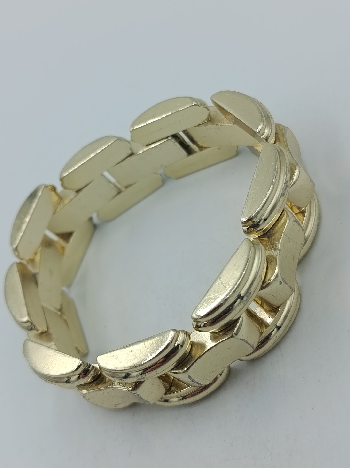 Massives Vintage Gliederarmband Goldfarben Breit