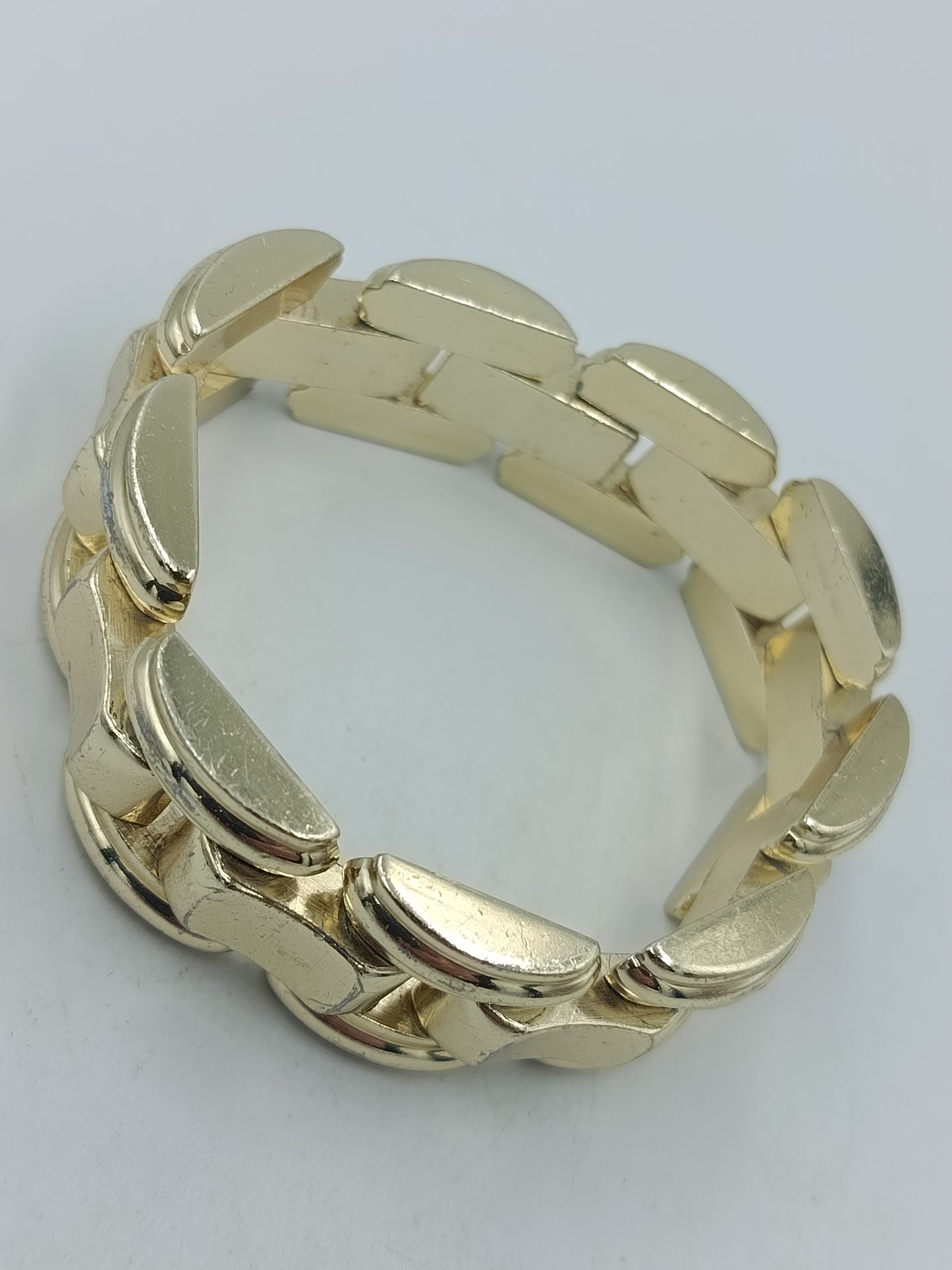 Massives Vintage Gliederarmband Goldfarben Breit