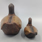 Vintage Holz Ente Figuren Set – Dekorative Messing Applikationen
