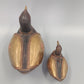 Vintage Holz Ente Figuren Set – Dekorative Messing Applikationen