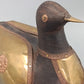 Vintage Holz Ente Figuren Set – Dekorative Messing Applikationen