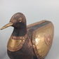 Vintage Holz Ente Figuren Set – Dekorative Messing Applikationen