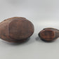 Vintage Holz Ente Figuren Set – Dekorative Messing Applikationen