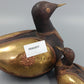 Vintage Holz Ente Figuren Set – Dekorative Messing Applikationen