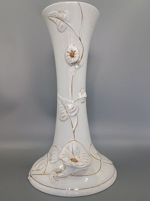 Große Vintage Keramik Bodenvase mit Golddekor