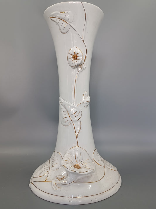 Große Vintage Keramik Bodenvase mit Golddekor