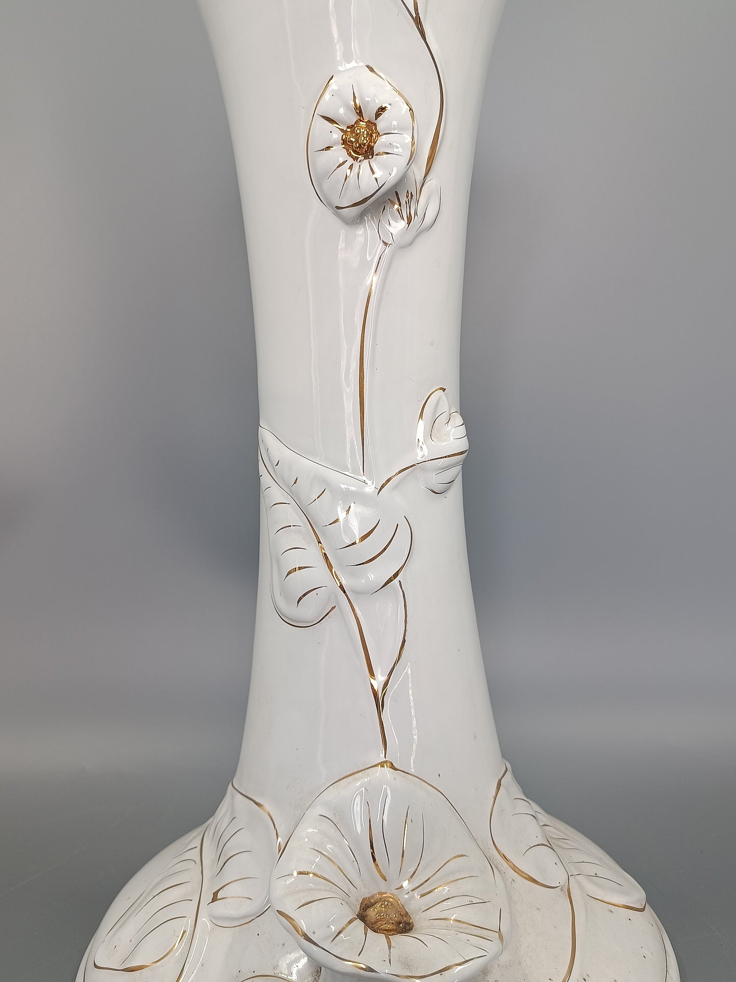 Große Vintage Keramik Bodenvase mit Golddekor
