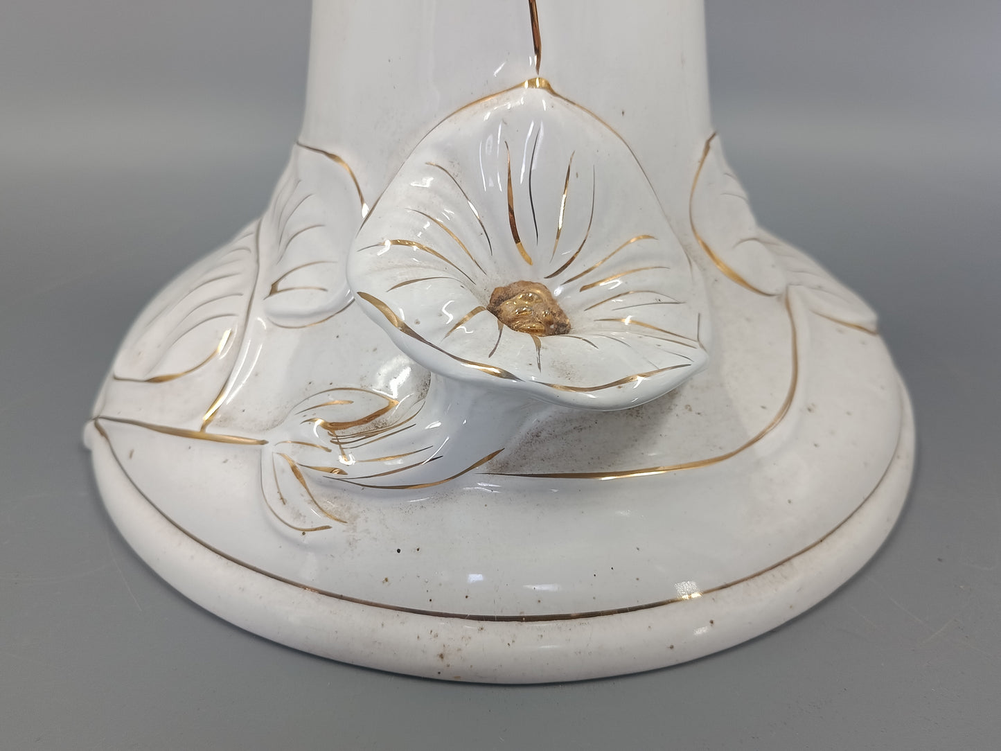 Große Vintage Keramik Bodenvase mit Golddekor