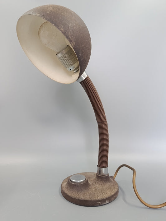 Vintage Tisch Leuchte – Braunes Retro Design mit Schwanenhals