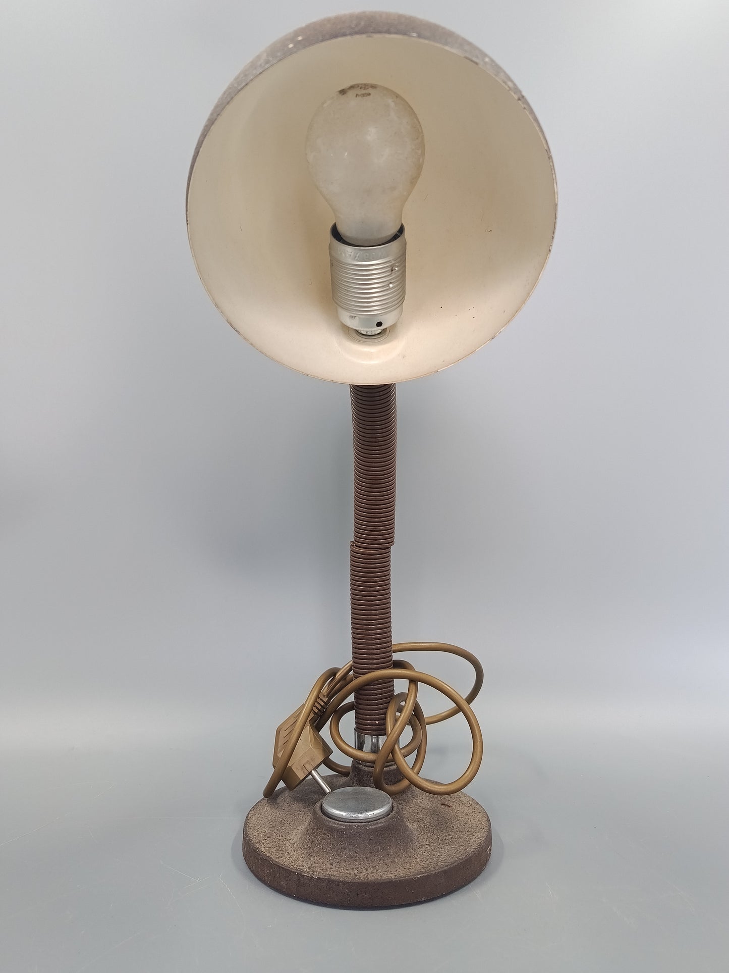 Vintage Tisch Leuchte – Braunes Retro Design mit Schwanenhals