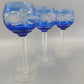 Edle Kristall Römer Gläser  Blaues Überfangglas mit Feinschliff 3er Set