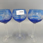 Edle Kristall Römer Gläser  Blaues Überfangglas mit Feinschliff 3er Set