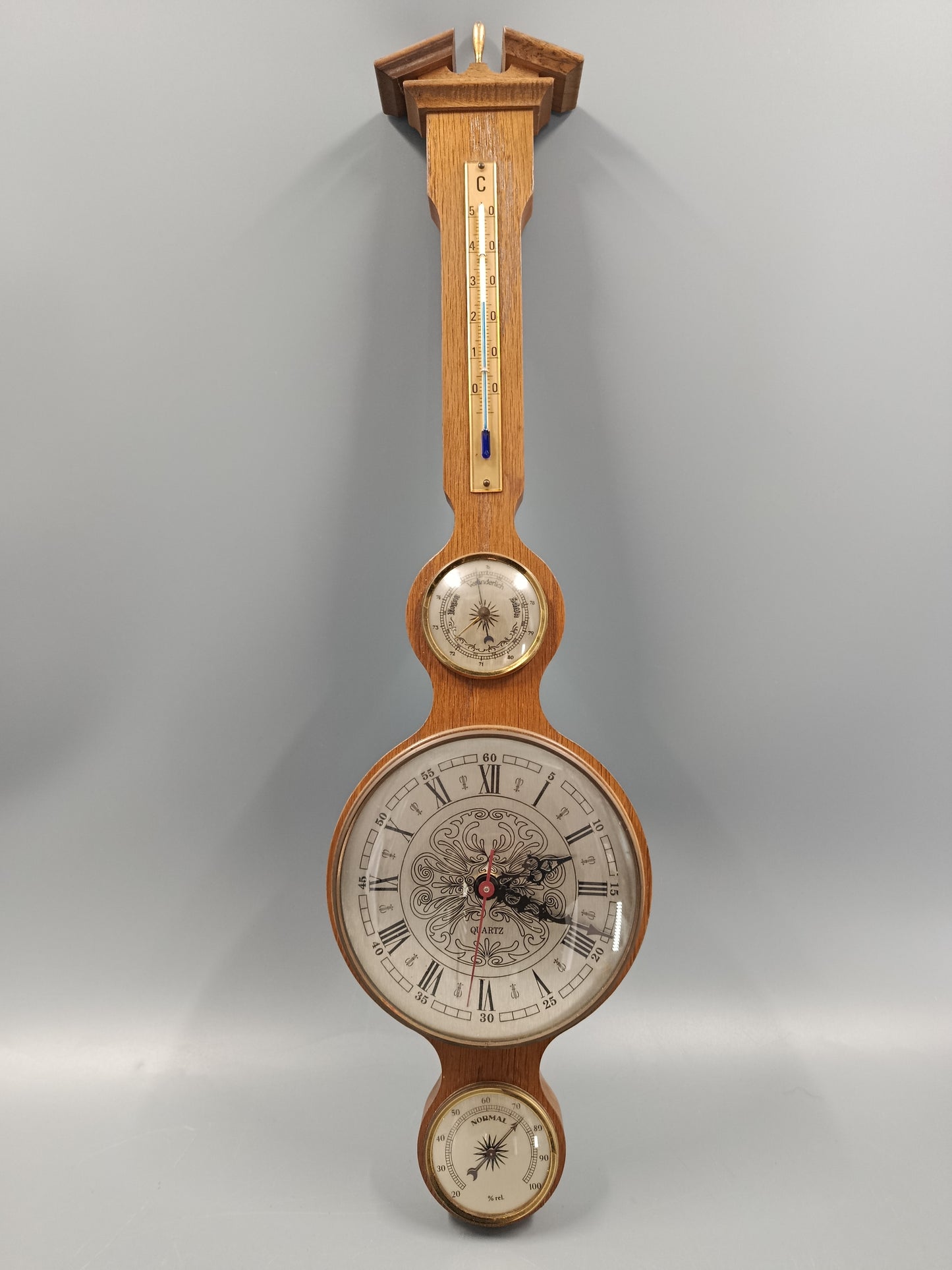 Rustikale Wand Uhr aus Holz – Vintage Barometer