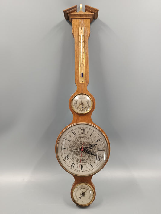 Rustikale Wand Uhr aus Holz – Vintage Barometer