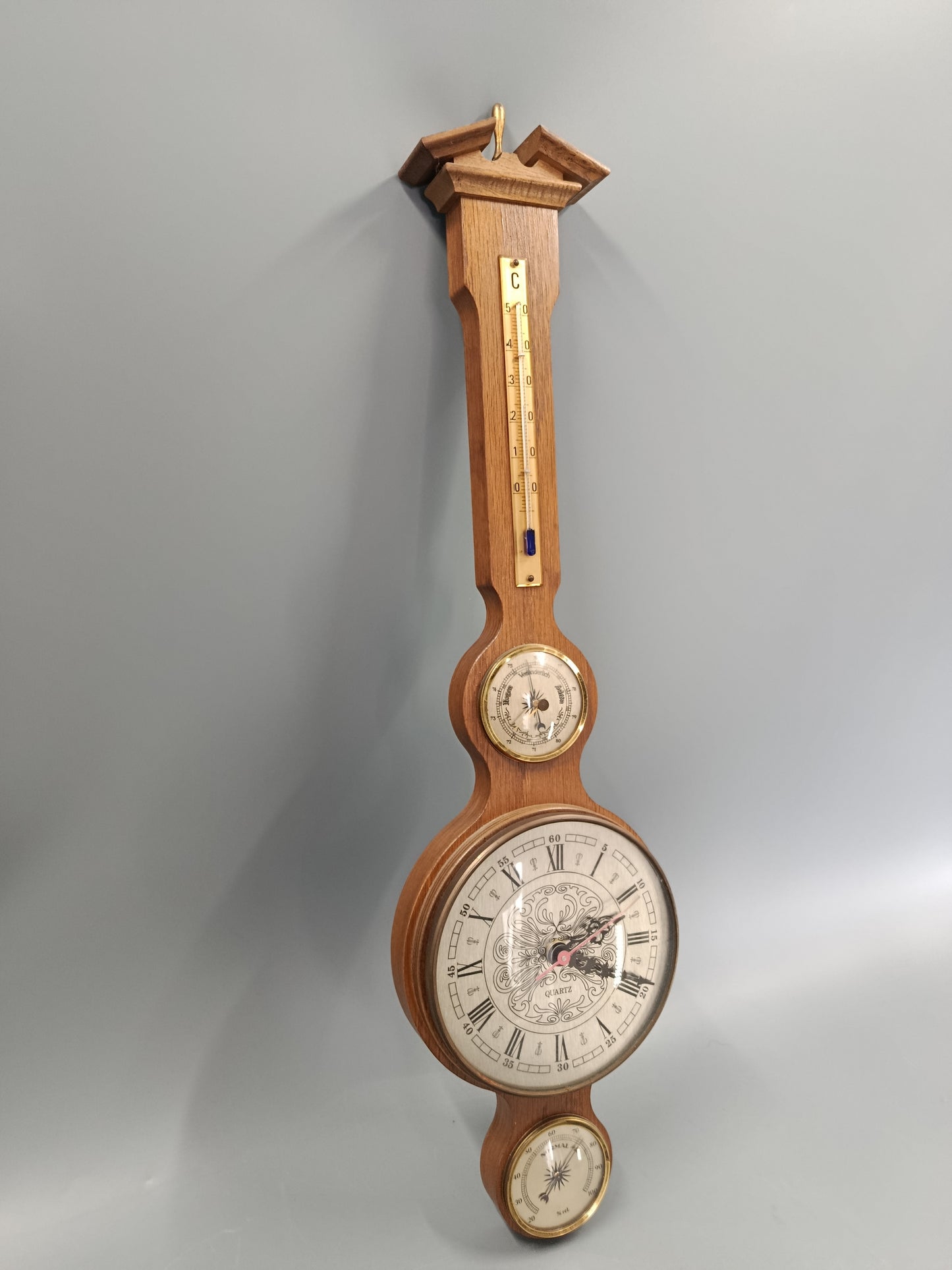 Rustikale Wand Uhr aus Holz – Vintage Barometer