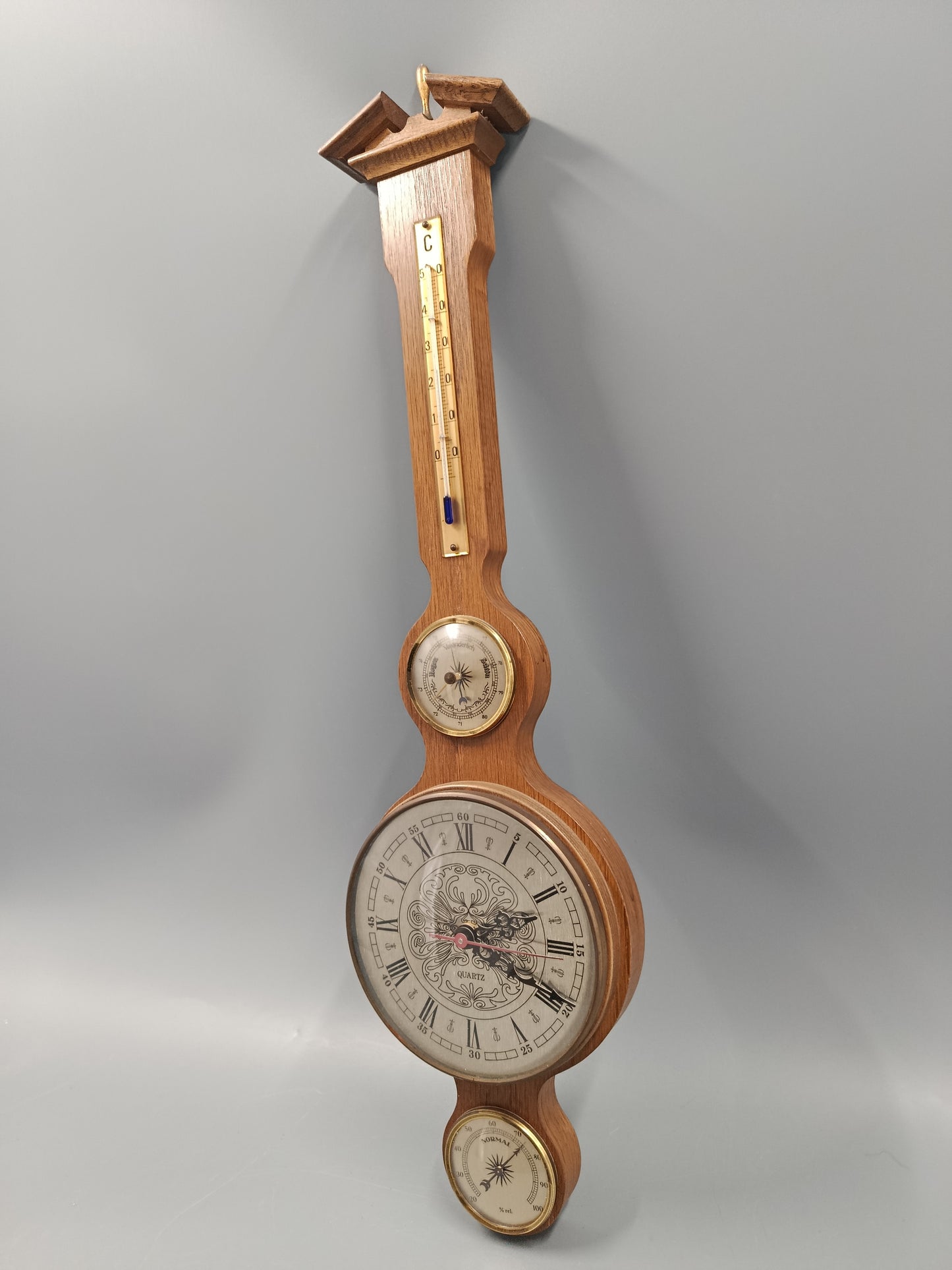 Rustikale Wand Uhr aus Holz – Vintage Barometer