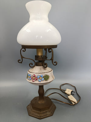 Vintage Tisch Leuchte mit Keramikfuß – Rustikale Nachttischlampe