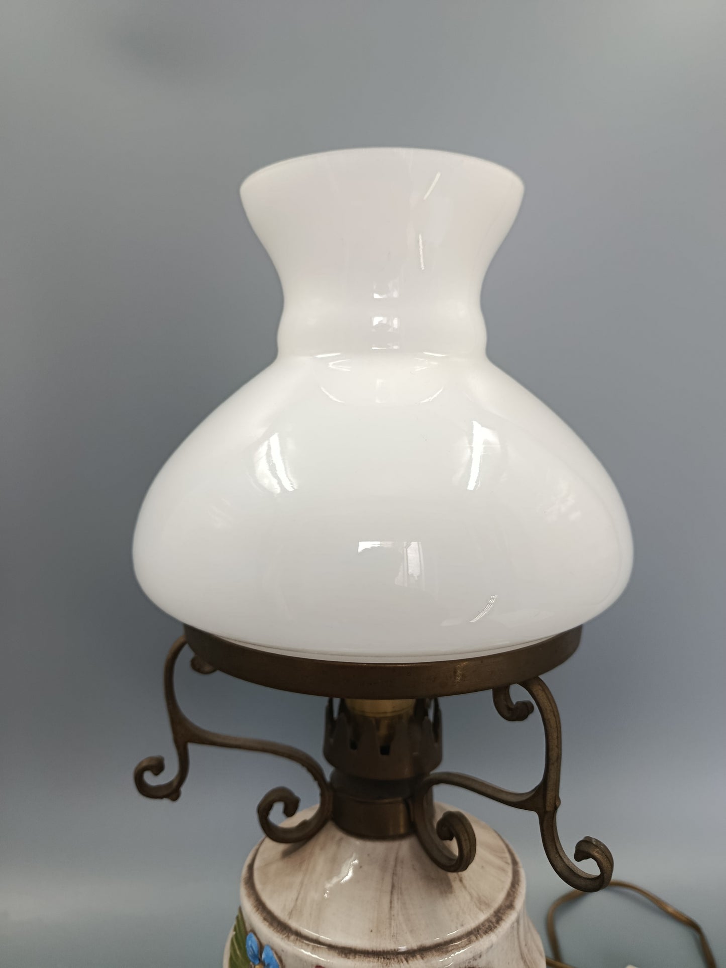 Vintage Tisch Leuchte mit Keramikfuß – Rustikale Nachttischlampe