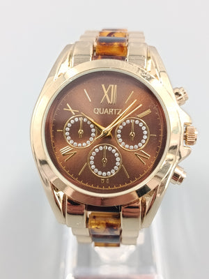 Elegante Damen Uhr Goldoptik Modisches Chronographen