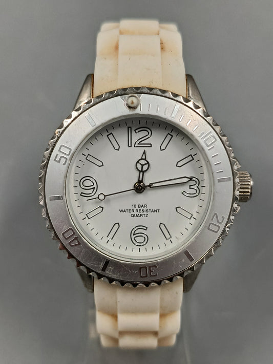 Sportliche Herren Uhr in Weiß Klassischer Taucher Stil