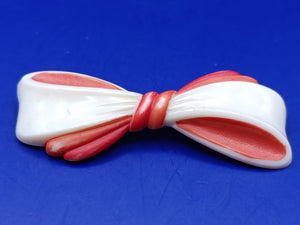 Vintage Schleifen Brosche in Weiß und Rot