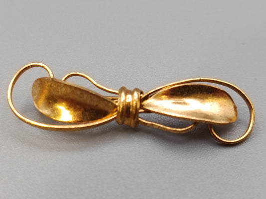 Vintage Brosche Goldfarbene Stabnadel mit Schleife