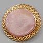 Elegante Vintage Brosche in Goldoptik Runder Rosa Stein