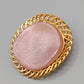 Elegante Vintage Brosche in Goldoptik Runder Rosa Stein