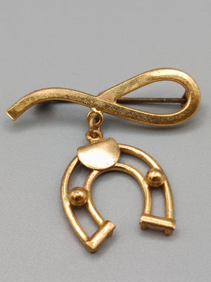 Elegante Vintage Brosche  Hufeisen Motiv Goldoptik